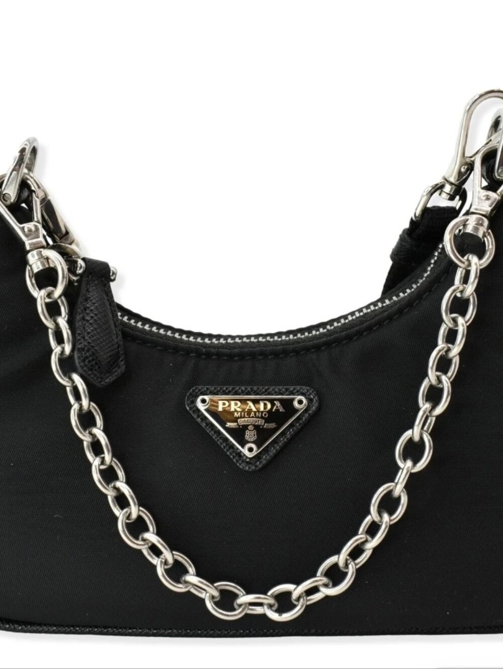 Women's Play Purse Nylon Mini Shoulder Bag with Silver Chain